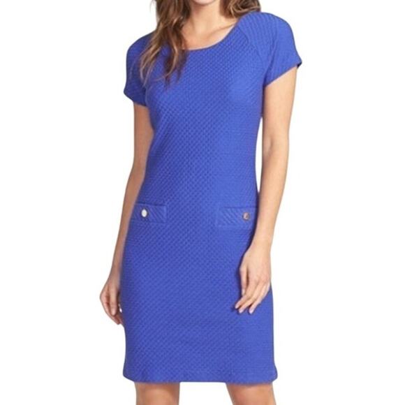 Lilly Pulitzer Coco Textured Indigo Cap Sleeve Sheath Dress - Picture 2 of 9